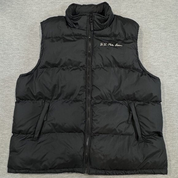 US Polo Assn Mens 2X Black Puffer Vest Hooded Full Zip Outdoor Warm Activewear - Picture 6 of 16